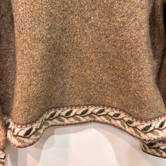 Vintage Woolrich Wool V-Neck Leaf Detail Khaki Sweater Women’s Size Medium - Picture 6 of 12